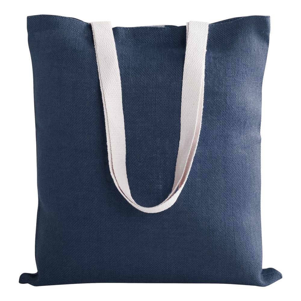 Холщовая сумка на плечо Juhu, синяя, синий, плотность 240 г/м², ручки - хлопок; джут