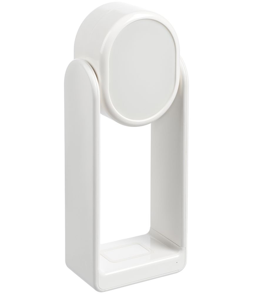 Настольная лампа с зеркалом и беспроводной зарядкой Tyro, белая, белый, пластик