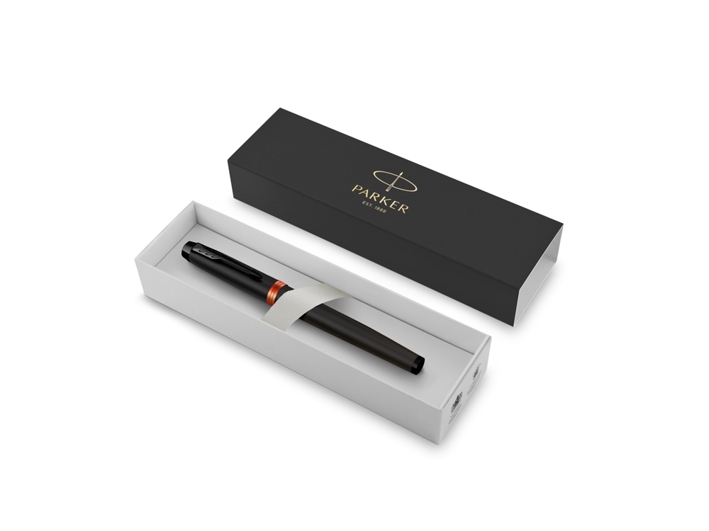 Ручка перьевая Parker «IM Vibrant Rings Flame Orange», черный, оранжевый, металл