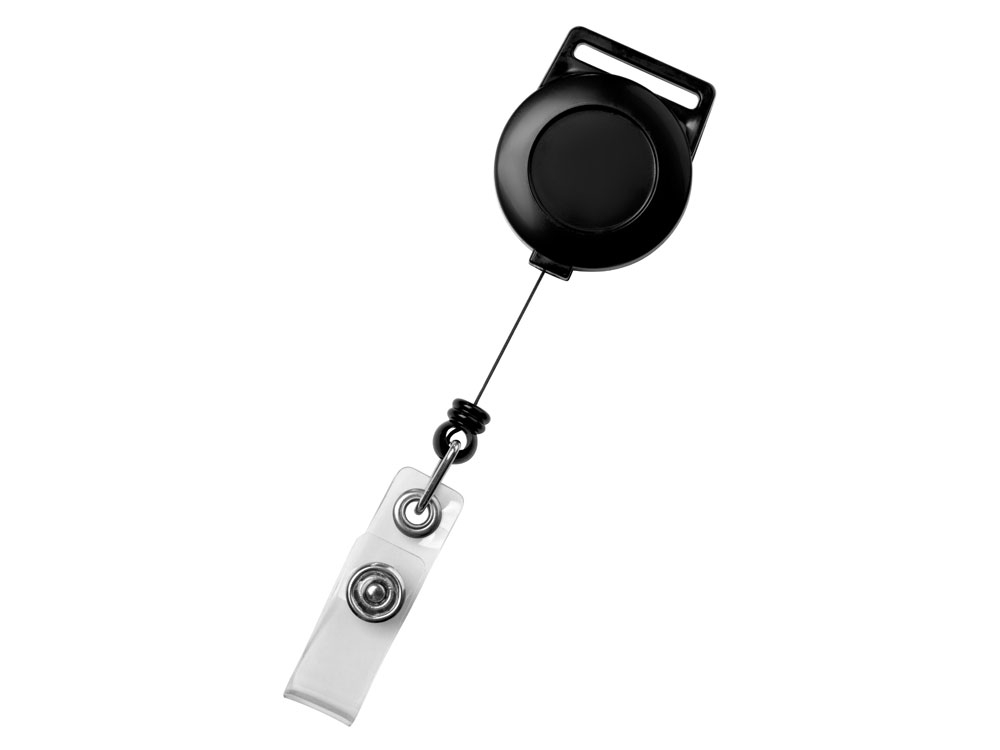 Ретрактор с ушком для ленты, черный, пластик, металл