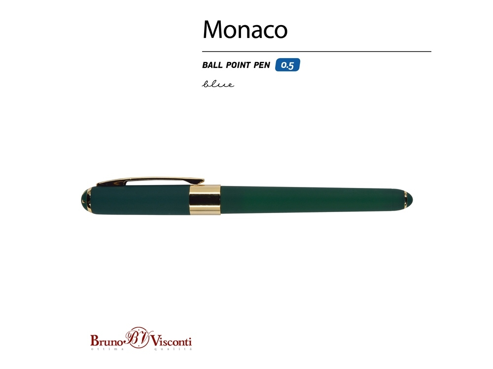 Ручка пластиковая шариковая «Monaco», зеленый, пластик, silk-touch
