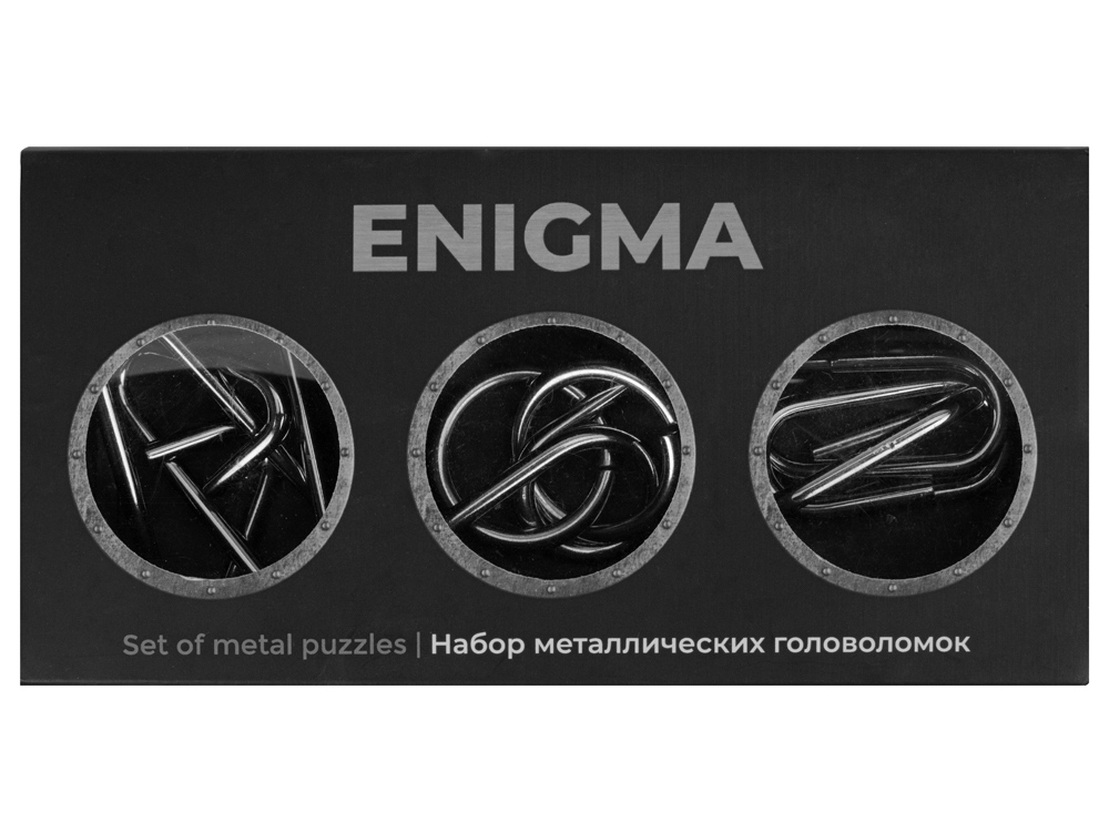 Набор из 3 металлических головоломок в мешочках «Enigma», серебристый, металл