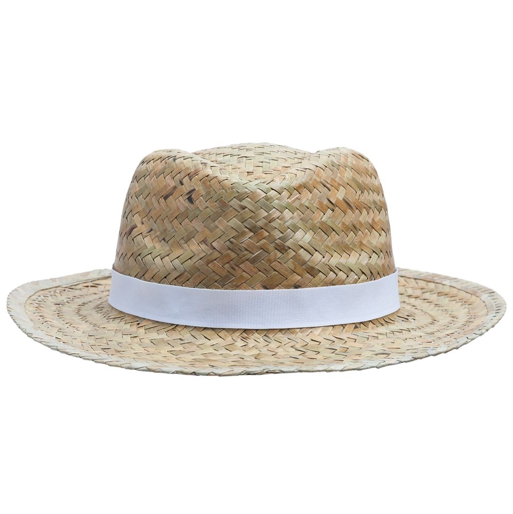 Шляпа Daydream, бежевая с белой лентой, белый, бежевый, растительные волокна