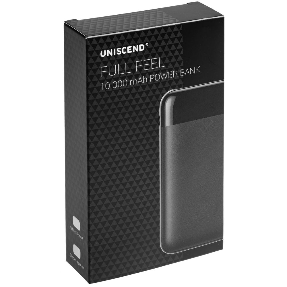 Внешний аккумулятор Uniscend Full Feel 10000 мАч с индикатором, черный, черный, пластик
