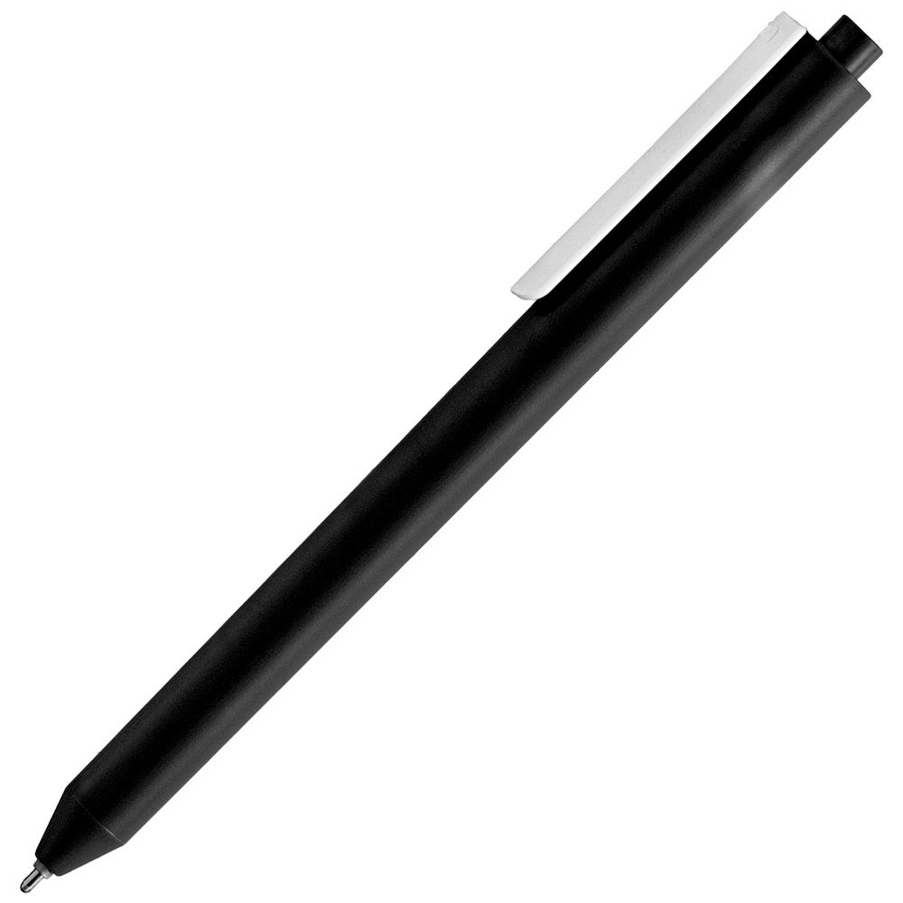 Ручка шариковая Pigra P03 Mat, черная с белым, черный, белый, пластик