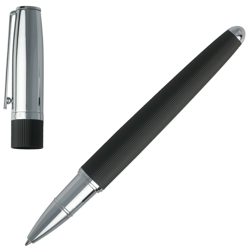 Набор Hugo Boss: папка, брелок и ручка, черный, черный, металл, кожа