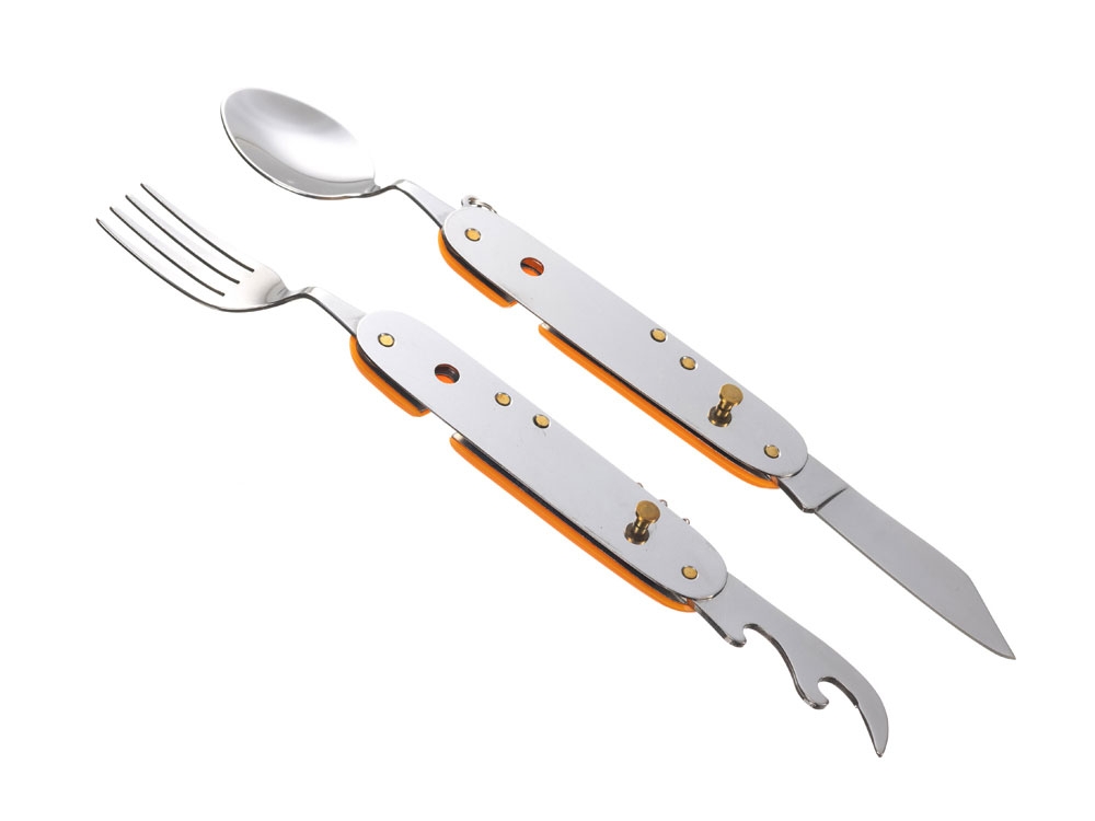 Нож перочинный, 109 мм, 8 функций, оранжевый, серебристый, пластик, металл
