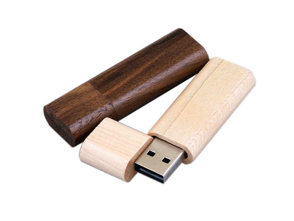 USB 3.0- флешка на 64 Гб эргономичной прямоугольной формы с округленными краями, натуральный, дерево