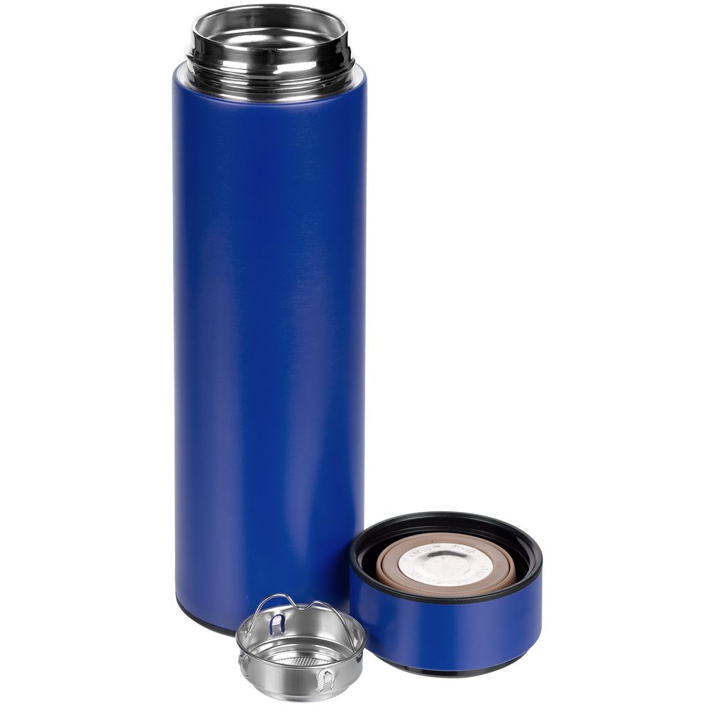 Смарт-бутылка с заменяемой батарейкой Long Therm, синяя, синий, металл