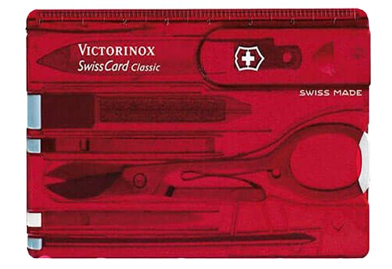 Набор инструментов SwissCard, полупрозрачный красный, красный, пластик; металл