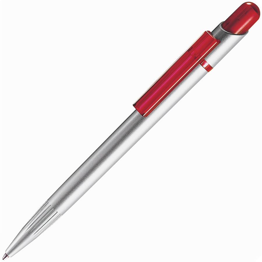 MIR SAT, ручка шариковая, прозрачный красный/серебристый, пластик, красный, серебристый, пластик