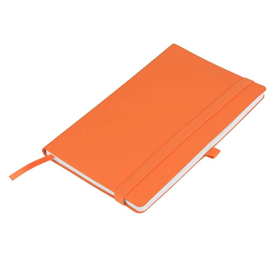 Бизнес-блокнот "Gracy", 130х210 мм, оранжев., кремовая бумага, гибкая обложка, в линейку, на резинке, оранжевый, pu silk plus