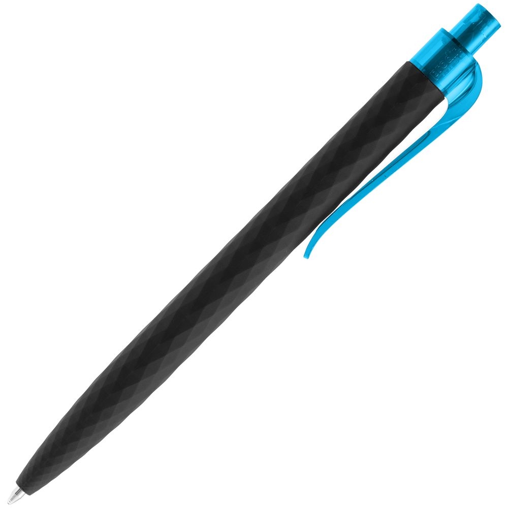Ручка шариковая Prodir QS01 PRT-P Soft Touch, черная с голубым, черный, голубой, пластик; покрытие софт-тач