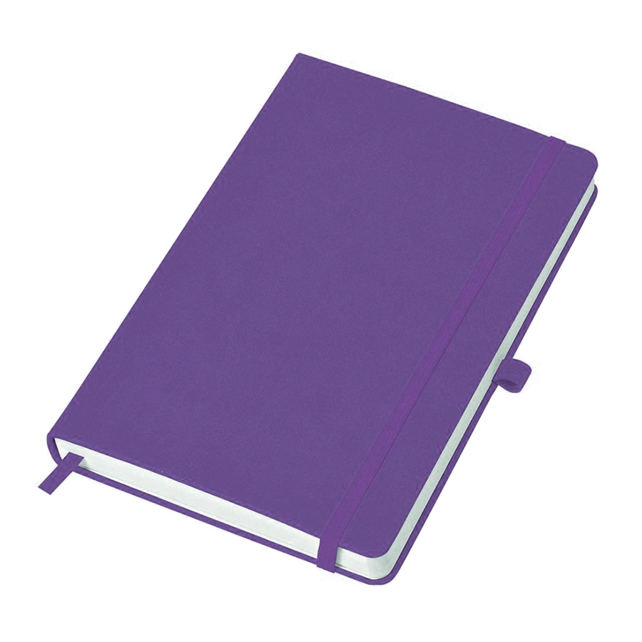 Бизнес-блокнот "Justy", 130*210 мм, ярко-фиолетовый,  тв. обложка,  резинка 7 мм, блок-линейка, фиолетовый, pu velvet