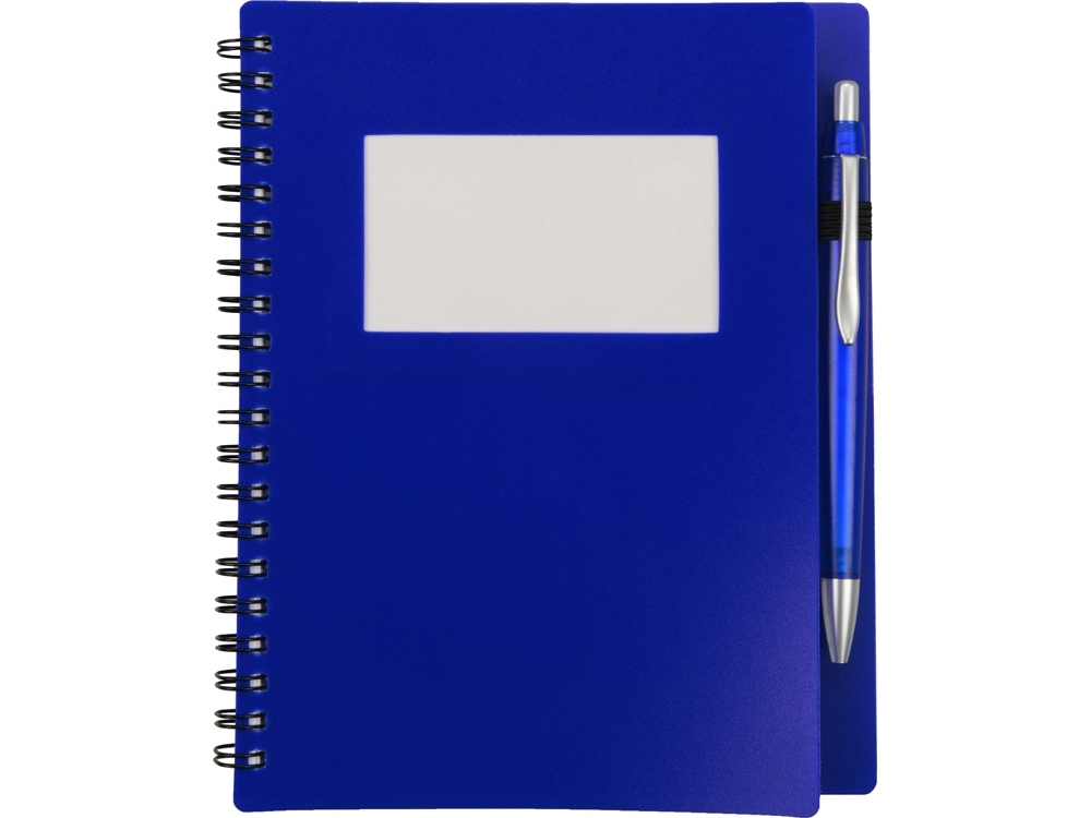 Блокнот «Контакт» с ручкой, синий, полипропилен