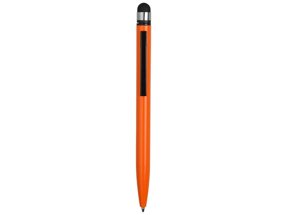 Ручка-стилус металлическая шариковая «Poke», черный, оранжевый, металл