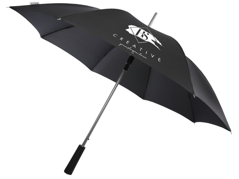 Зонт-трость «Pasadena», черный, серебристый, полиэстер, soft touch