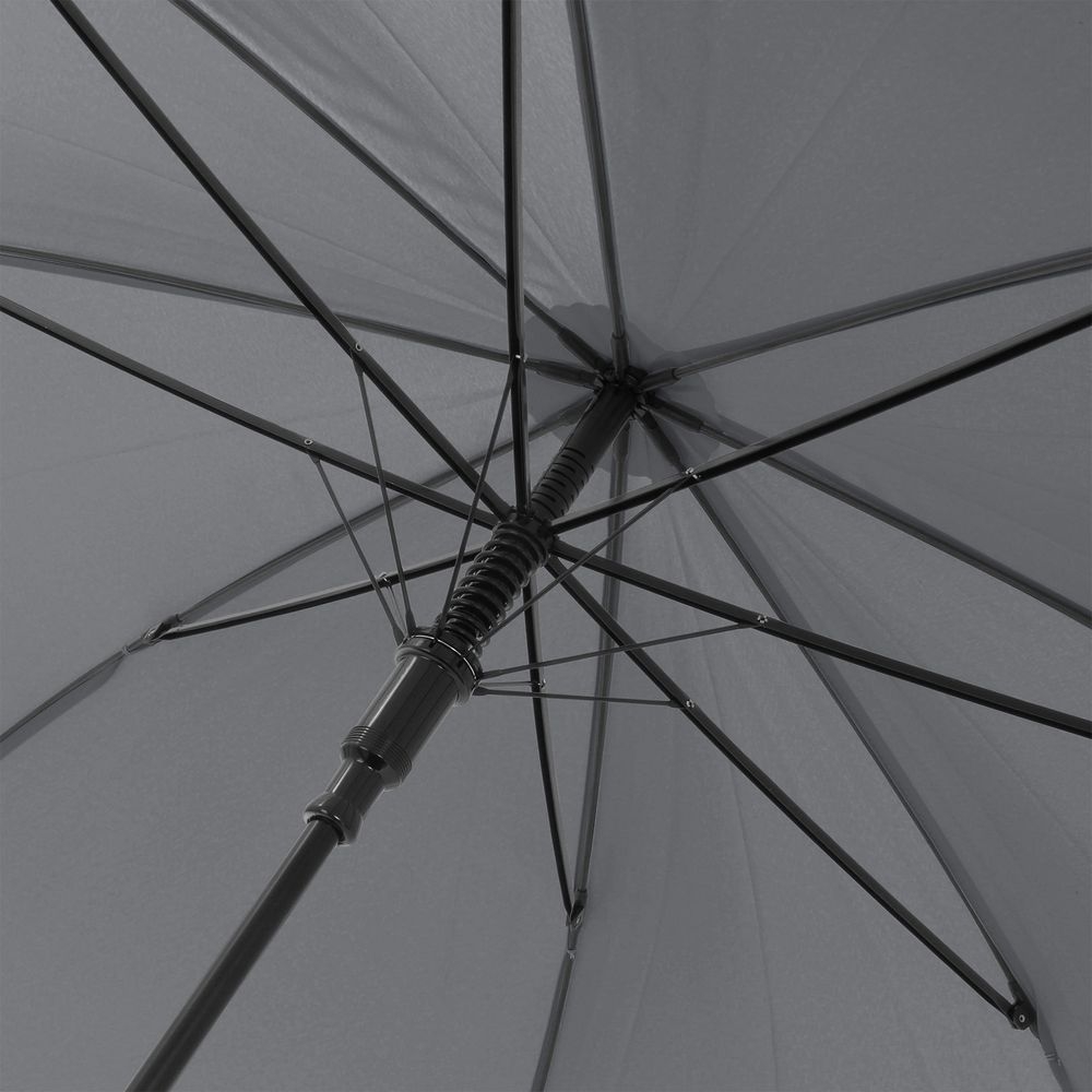 Зонт-трость Dublin, серый, серый, купол - эпонж, 190t; рама - сталь; спицы - стеклопластик; ручка - пластик