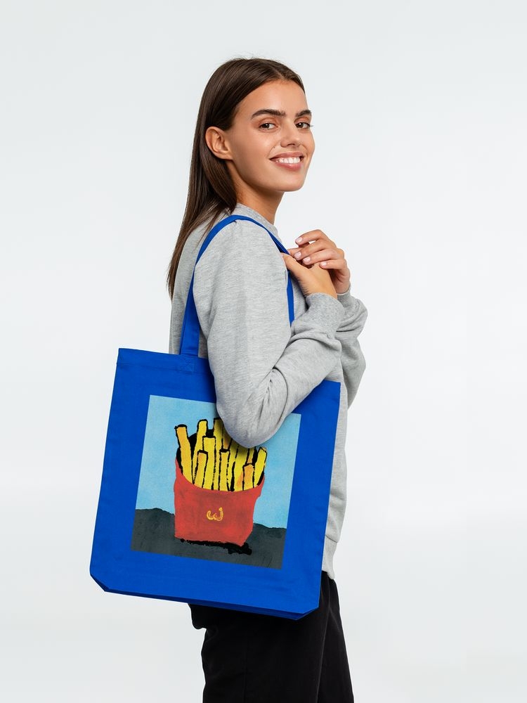 Холщовая сумка «Фри», ярко-синяя, синий, хлопок