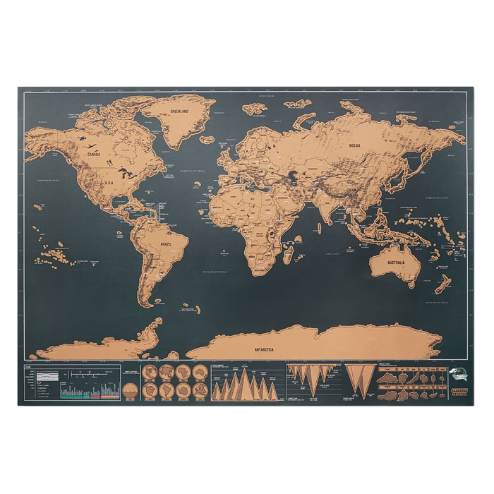 Скретч карта мира 42х30см с логотипом, цвет бежевый, материал бумага - цена  от 867 руб | Купить в Санкт-Петербурге