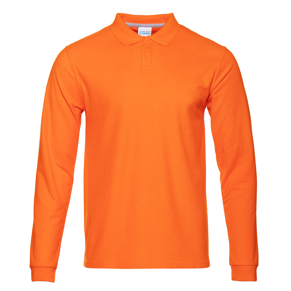 Рубашка поло унисекс STAN длинный рукав хлопок 185, 104LS, Оранжевый, оранжевый, 185 гр/м2, хлопок