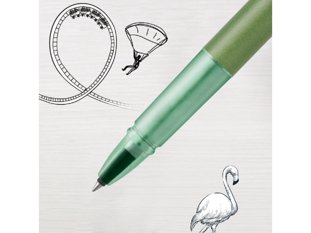 Ручка роллер Parker Vector, зеленый, серебристый, металл