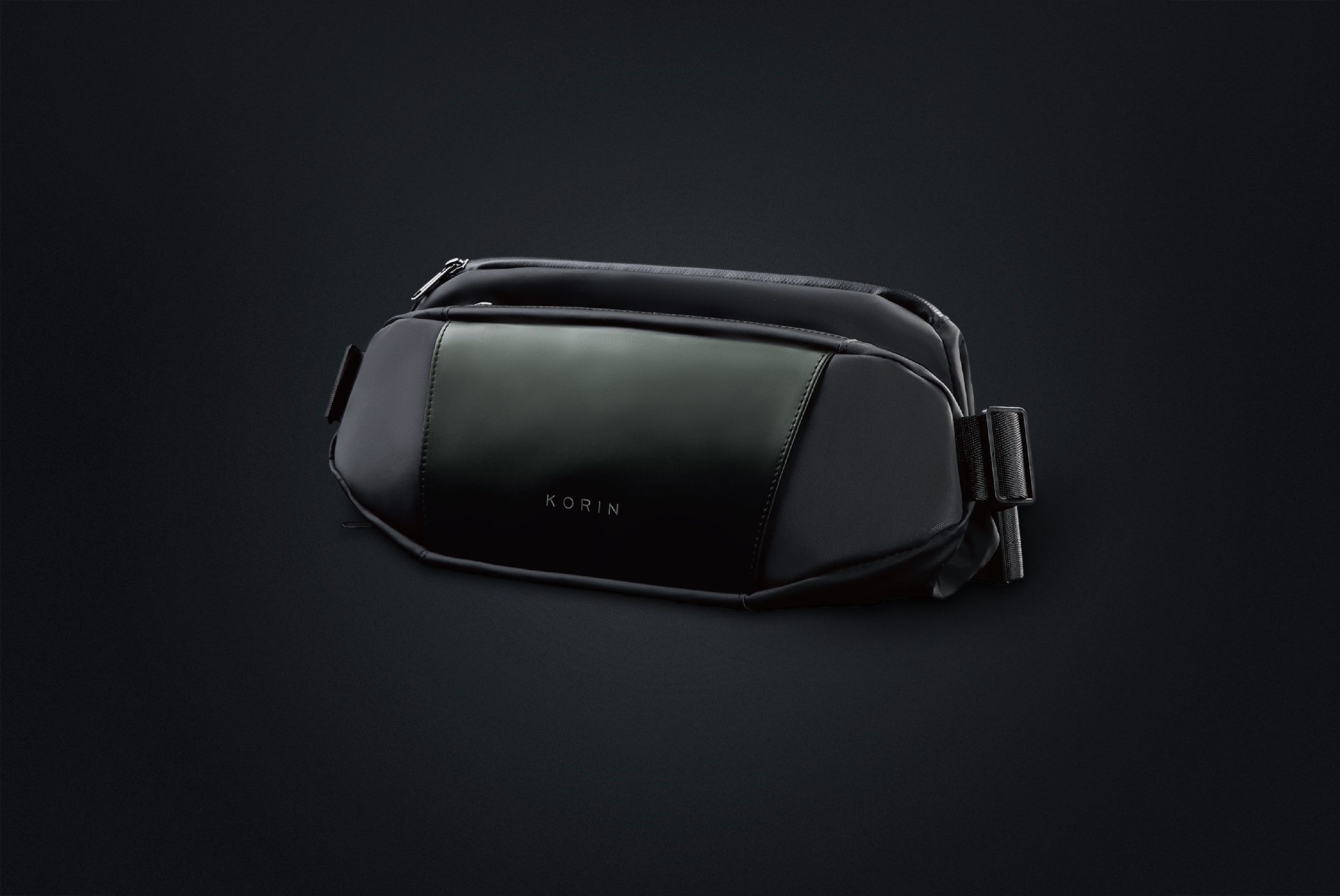 Наплечная сумка FlipSling 32х16х10 см, темно-зеленая/черная, черный, полиэстер