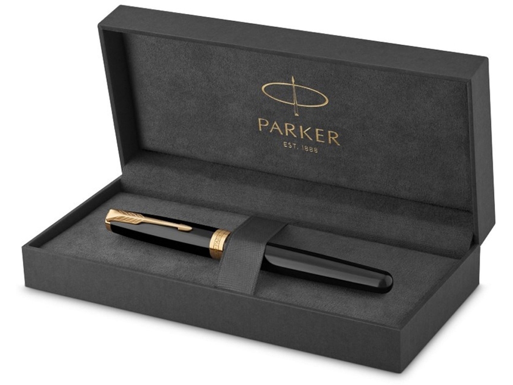 Перьевая ручка Parker Sonnet, F, черный, желтый, металл