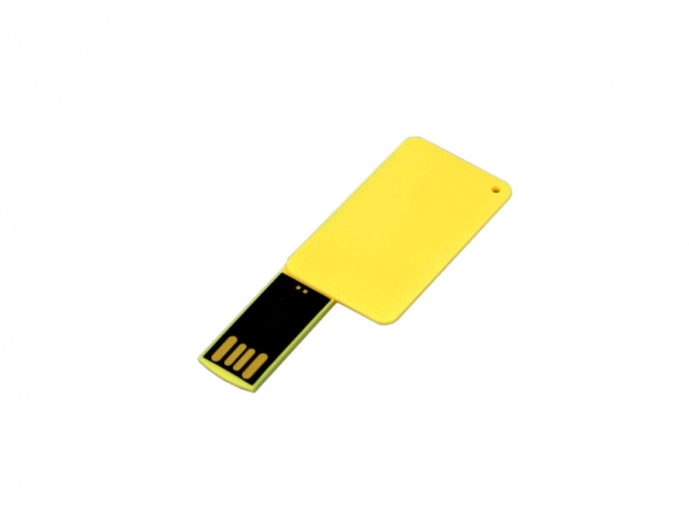 USB 2.0- флешка на 16 Гб в виде пластиковой карточки, желтый, пластик