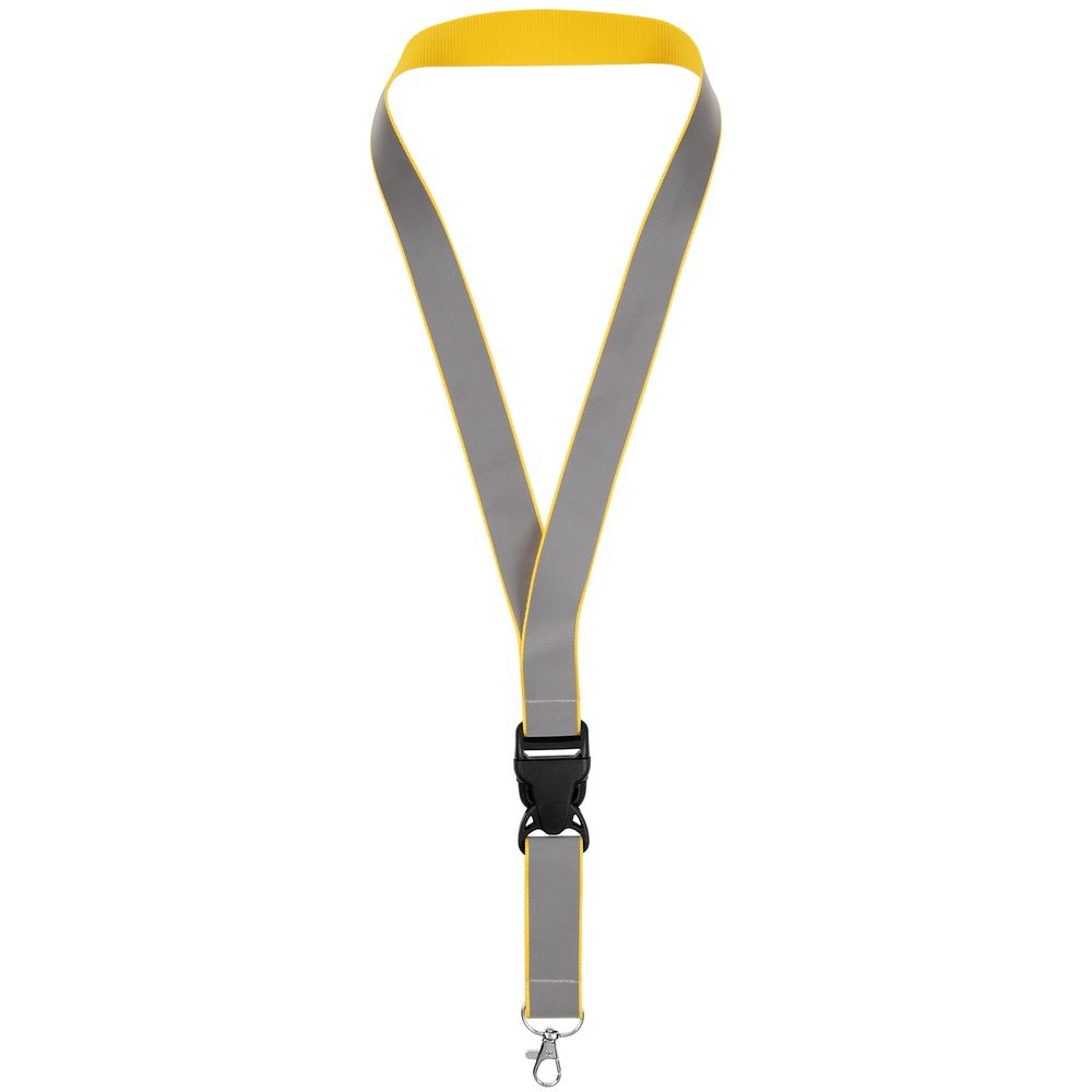 Лента светоотражающая Interlevel, желтая с серым, серый, желтый, нейлон; пластик; металл