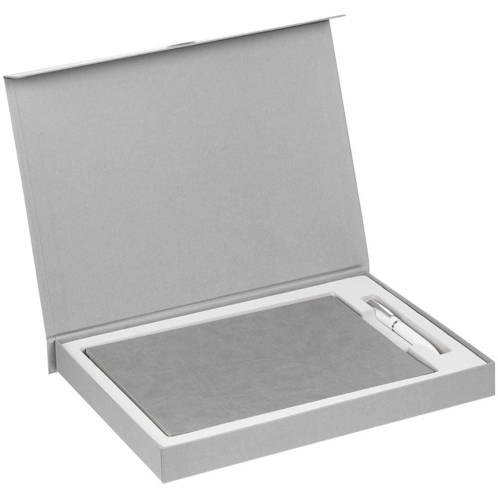 Коробка Roomy с ложементом под ежедневник ф.А4 и ручку, серая, серый, картон