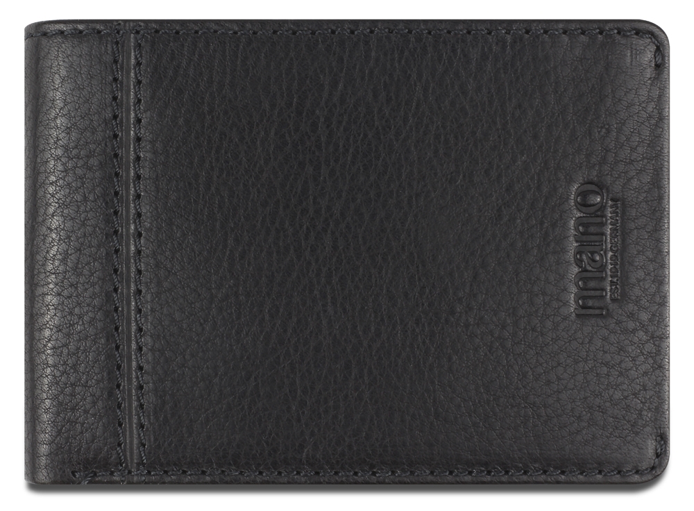 Бумажник Mano "Don Montez", натуральная кожа в черном цвете, 12,8 х 9 см, черный