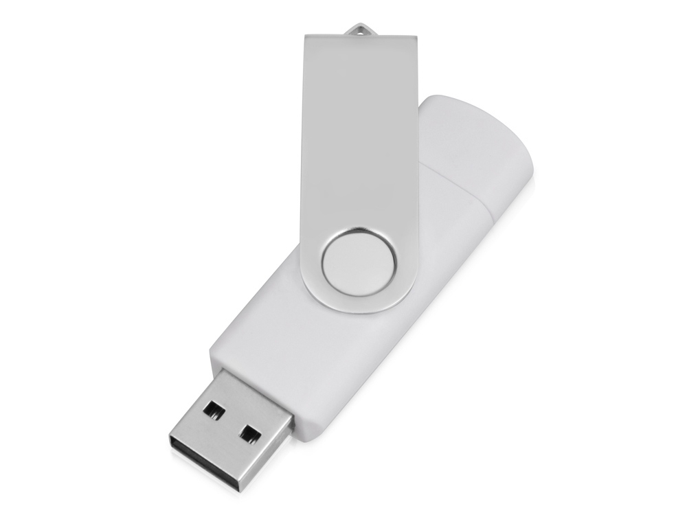 USB/micro USB-флешка на 16 Гб «Квебек OTG», белый, soft touch