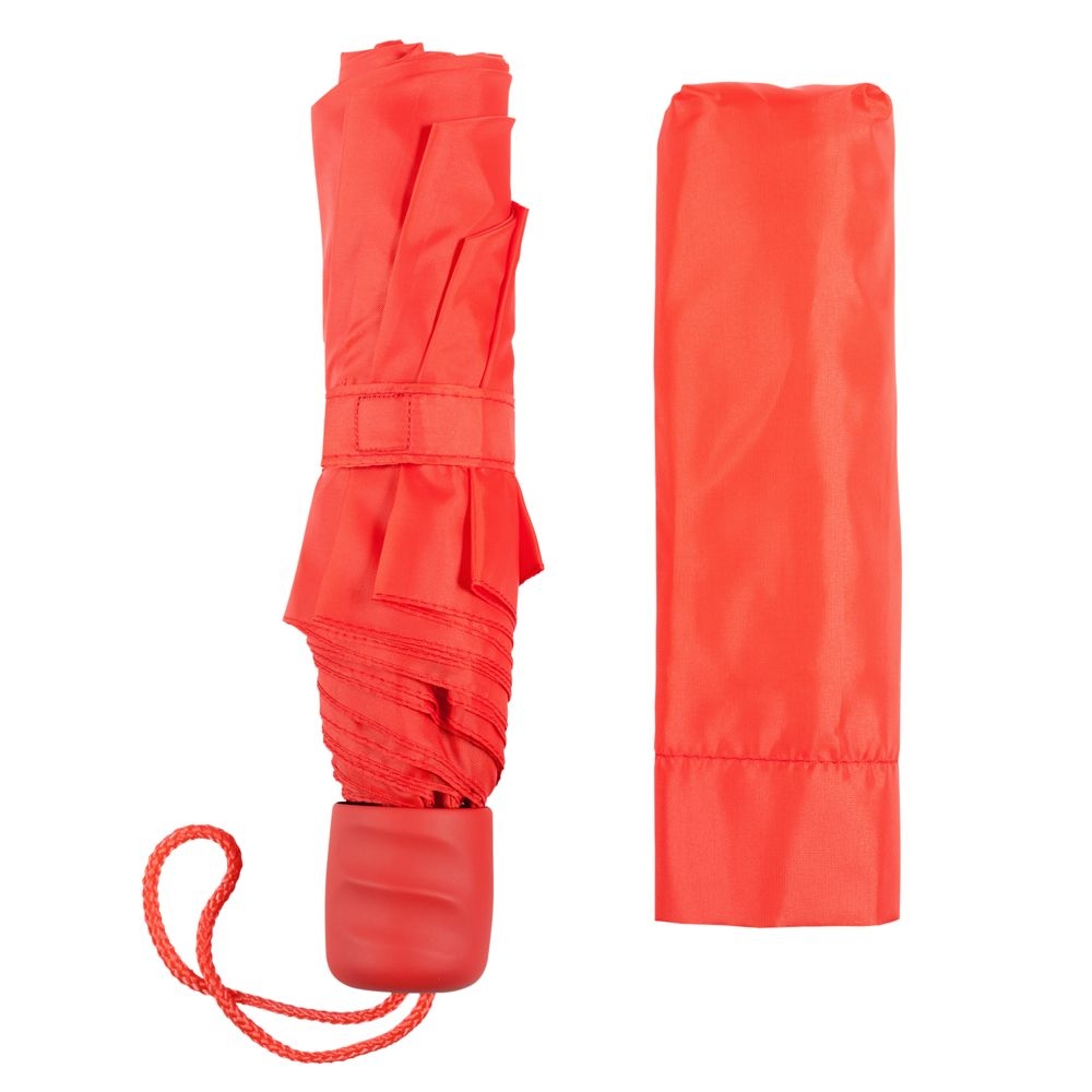 Зонт складной Basic, красный, красный, полиэстер, soft touch