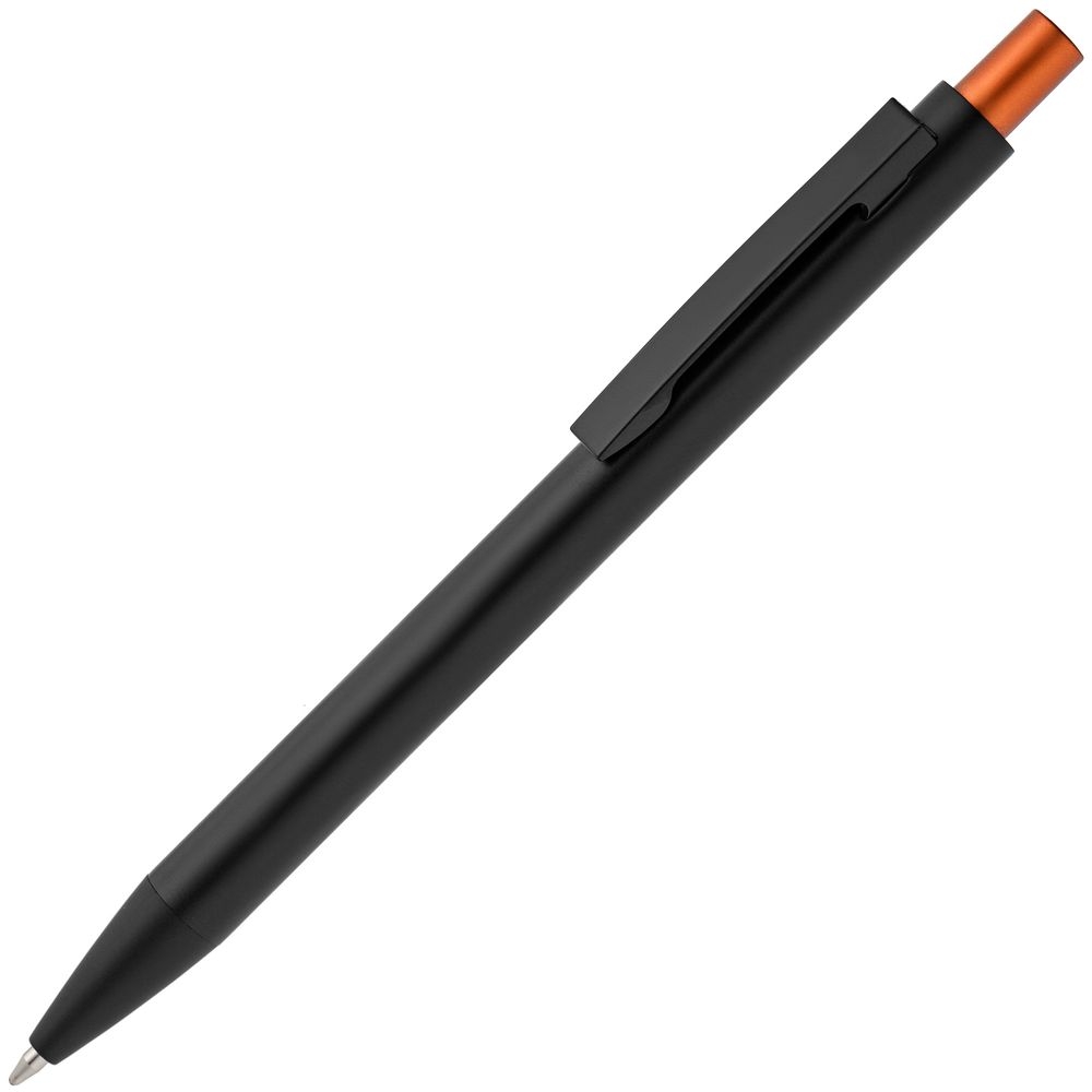 Ручка шариковая Chromatic, черная с оранжевым, черный, оранжевый, металл