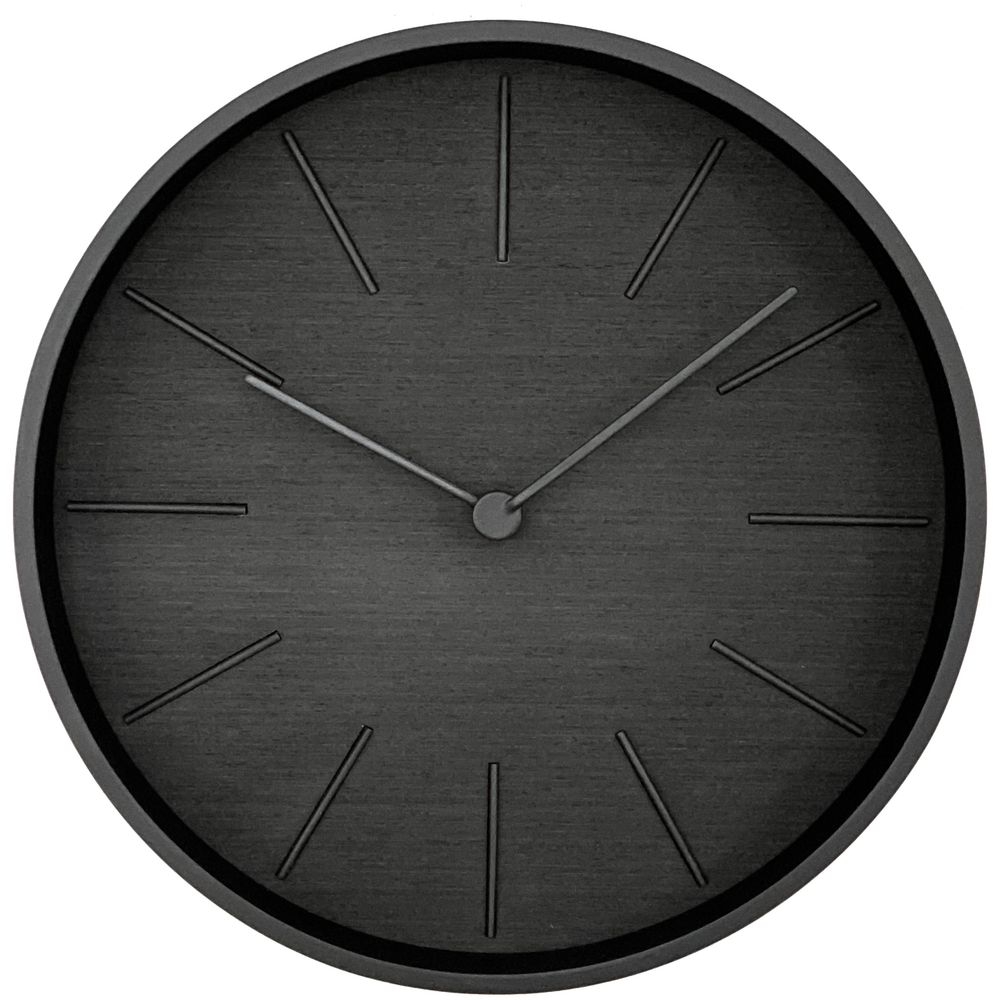 Часы настенные Plato, черное дерево, черный, дерево, черный шпон; стрелки - пластик