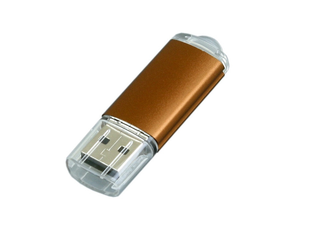 USB 2.0- флешка на 64 Гб с прозрачным колпачком, коричневый, металл