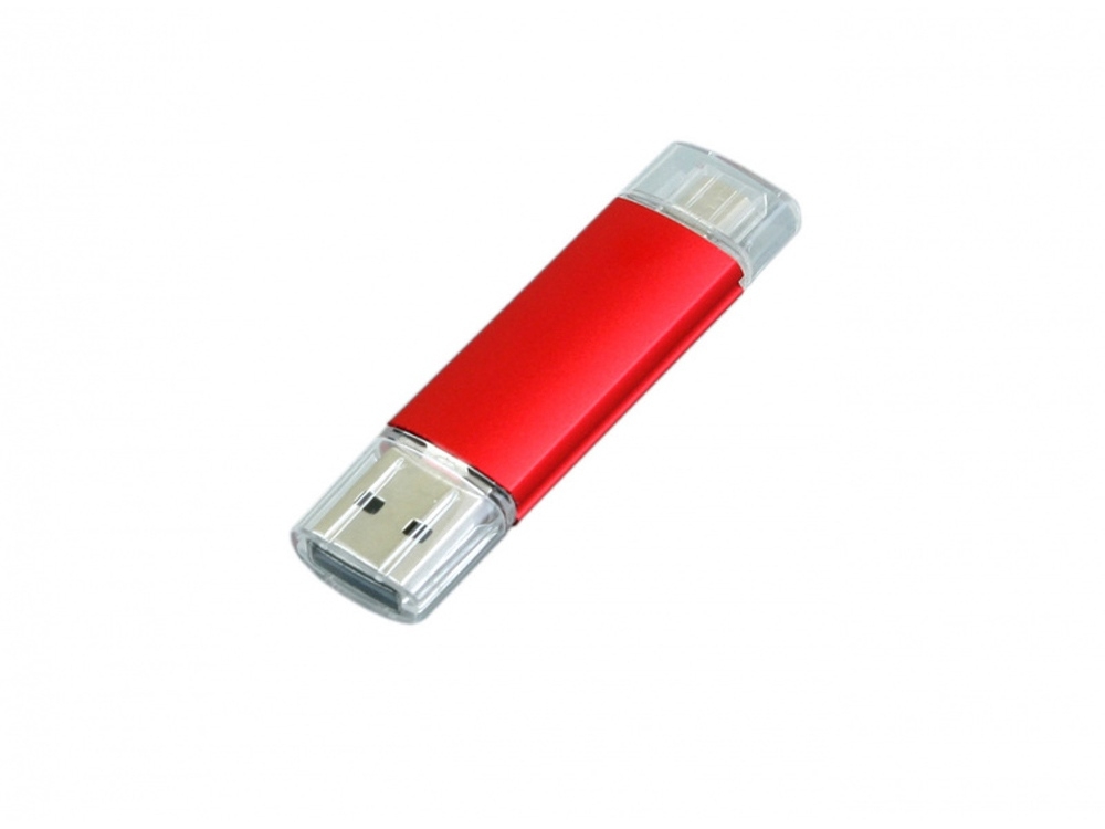 USB 2.0/micro USB- флешка на 16 Гб, красный, металл