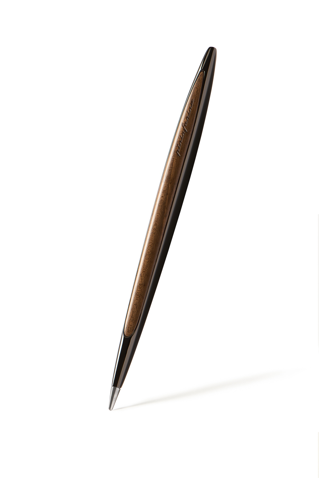 Вечная ручка Pininfarina Cambiano GLOSSY BLACK/WALNUT, черный, ручка -алюминий, дерево грецкий орех; коробка - дерево грецкий орех, пишущий наконечник - сплав металлов ethergraf®