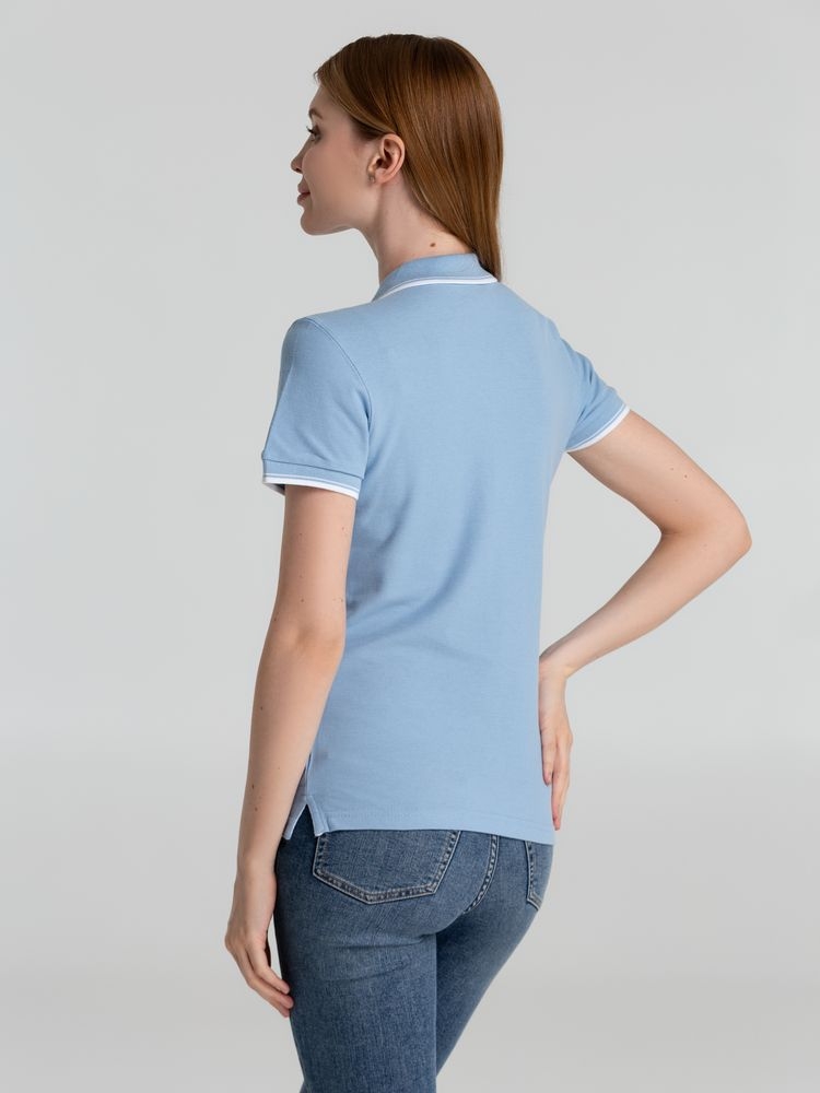 Рубашка поло женская Practice Women 270, голубая с белым, белый, голубой, пике; хлопок 100%, плотность 270 г/м²