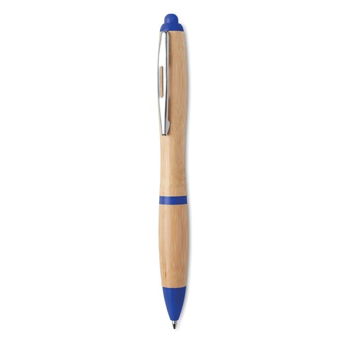 Ручка шариковая из бамбука и пл, синий, бамбук