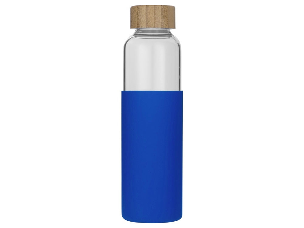 Стеклянная бутылка для воды в силиконовом чехле «Refine», синий, прозрачный