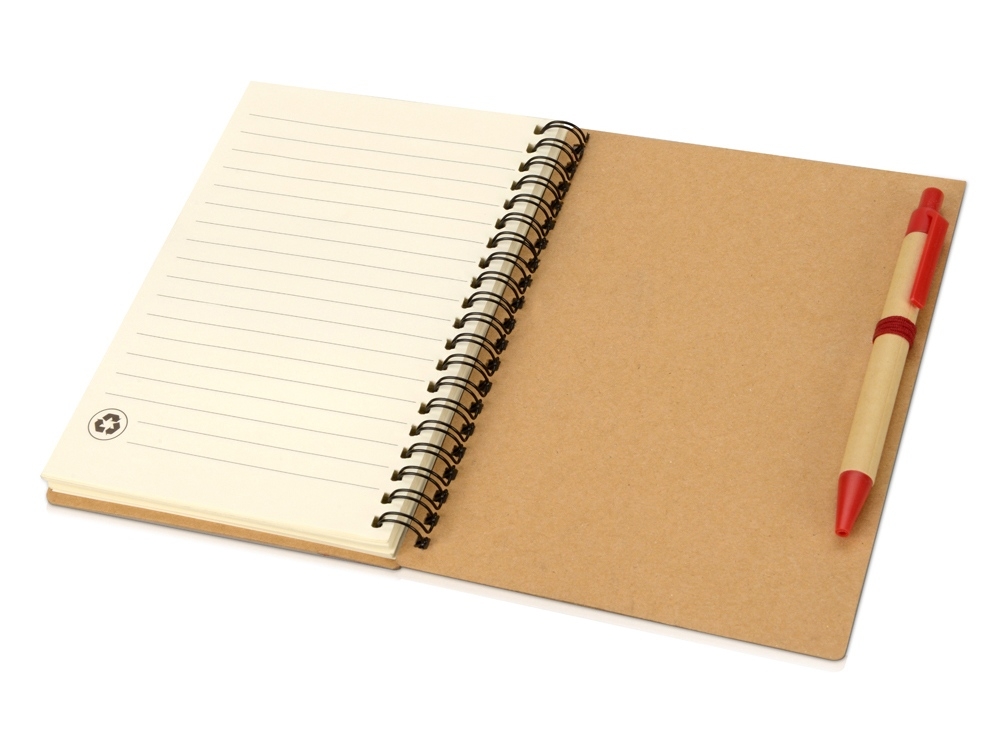 Блокнот «Priestly» с ручкой, красный, бумага