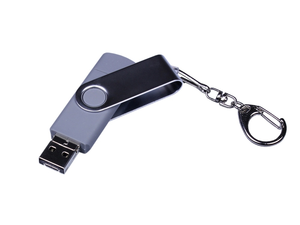 USB 3.0/micro USB/Type-C- флешка на 32 Гб с поворотным механизмом, серебристый, пластик