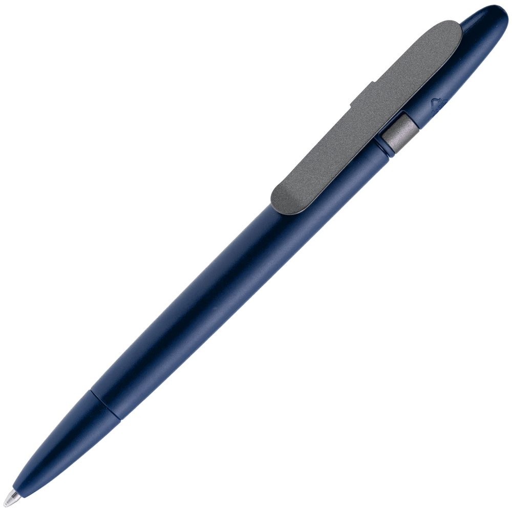 Ручка шариковая Prodir DS5 TSM Metal Clip, синяя с серым, серый, пластик; металл