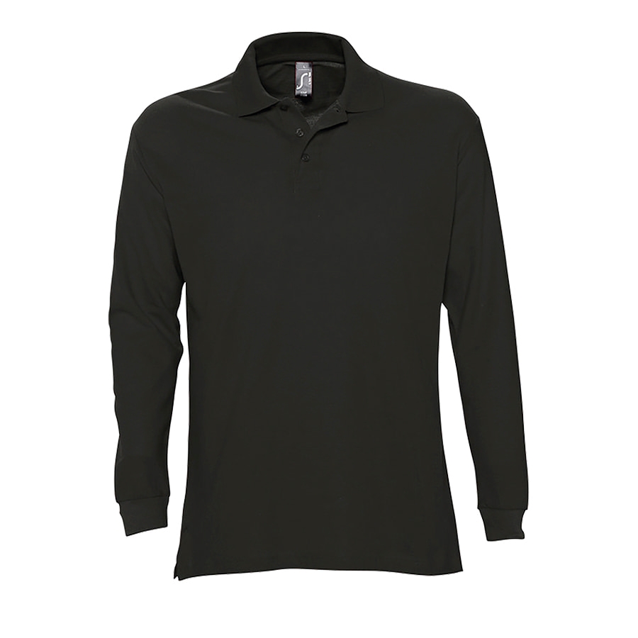 Рубашка поло мужская с длинным рукавом STAR, черный, S, 100% хлопок, 170 г/м2, черный, пике, 100% хлопок, 170 г/м2