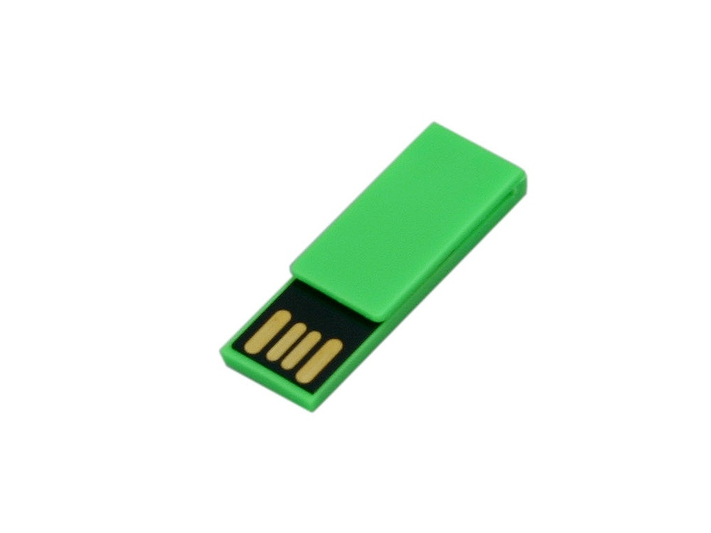 USB 2.0- флешка промо на 64 Гб в виде скрепки, зеленый, пластик
