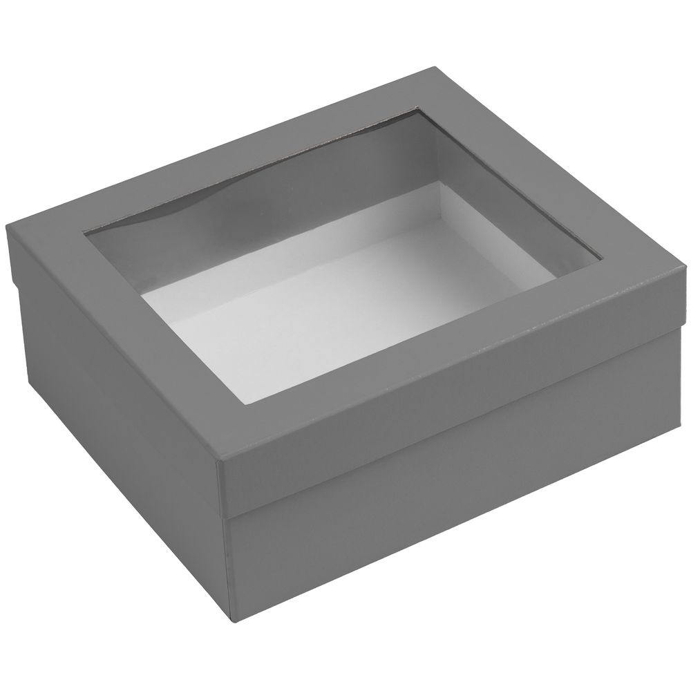 Коробка Teaser с окном, серая, серый, картон