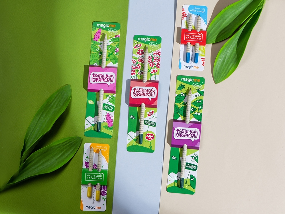 «Растущий карандаш» с семенами гвоздики, зеленый, белый, серый, бумага