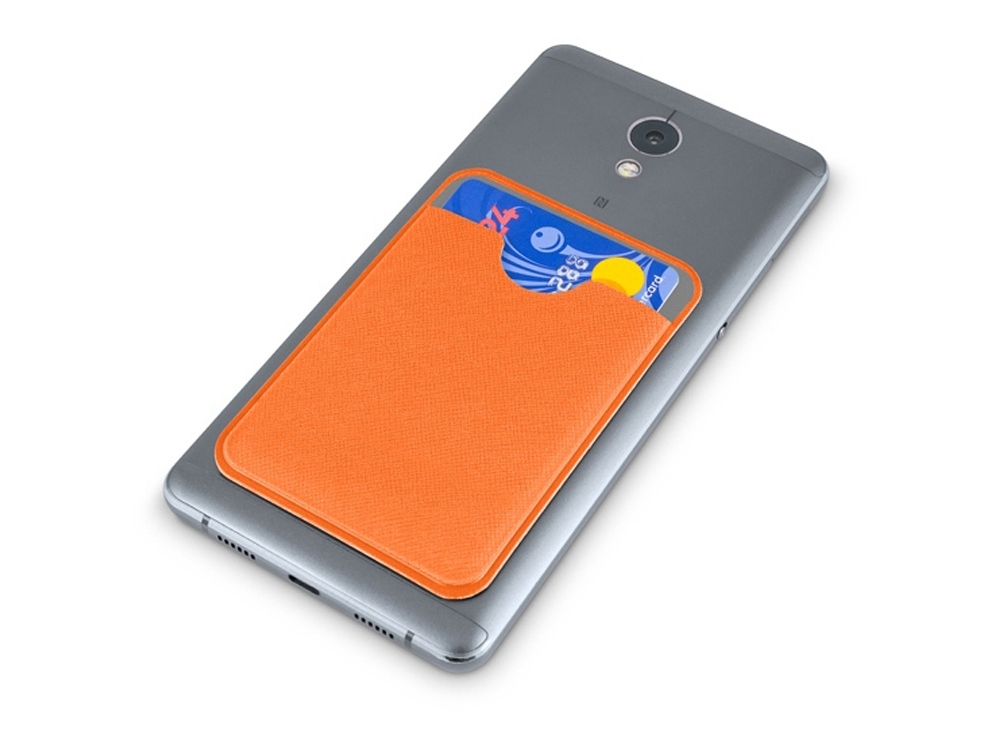 Картхолдер с креплением на телефон «Favor», оранжевый, кожзам